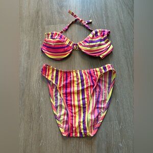 Colorful Striped Vintage Heatwave Bikini